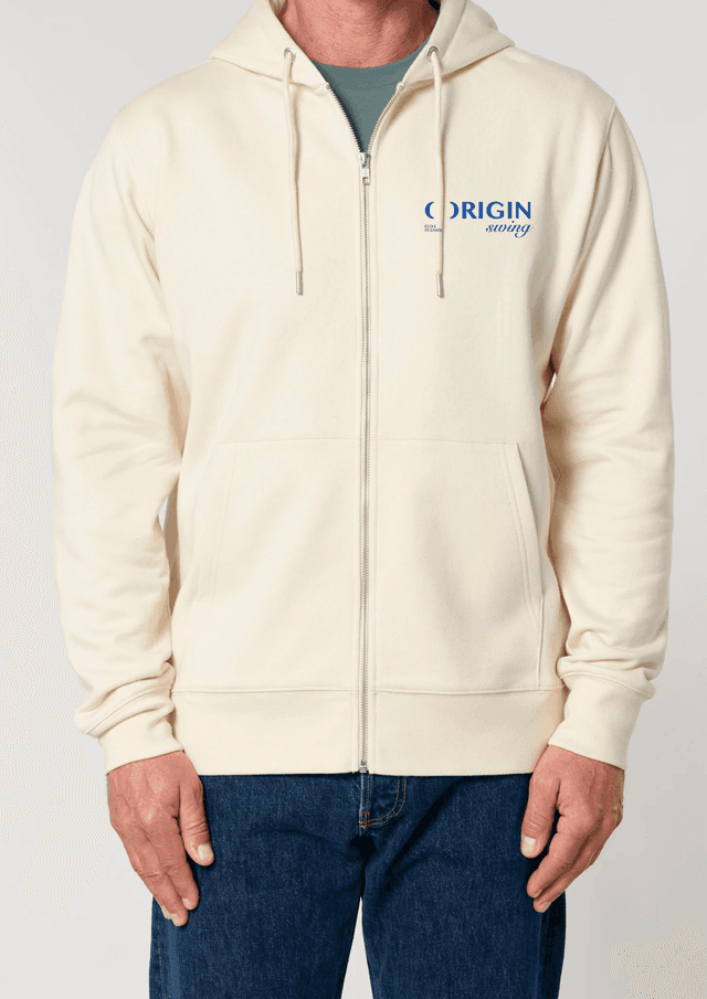 Veste à capuche zippé unisexe beige 
