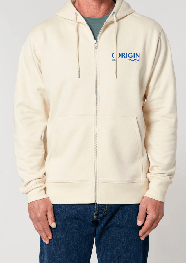 Veste à capuche zippé unisexe beige